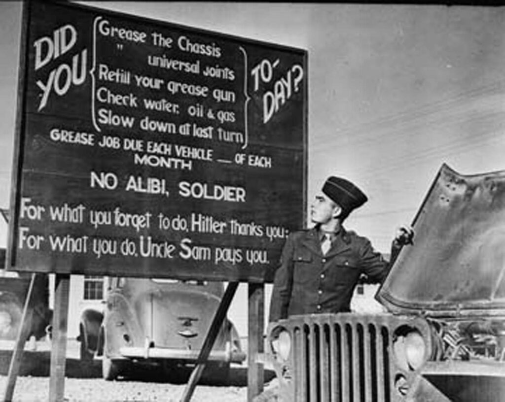 Jeep maintenance sign
