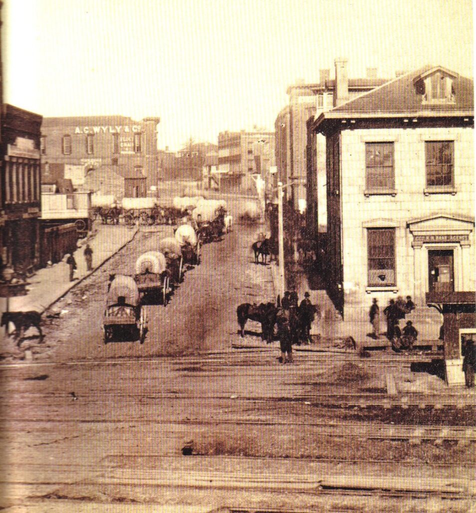Wagons through town period photograph