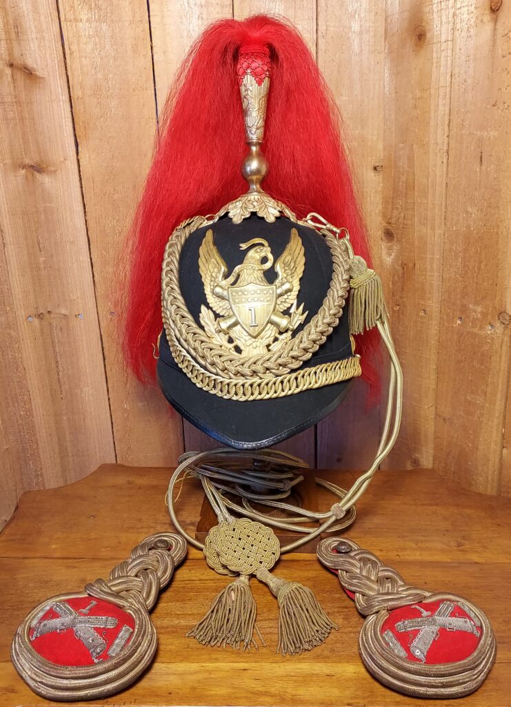 Artillery dress helmet and Gatling shoulder knots