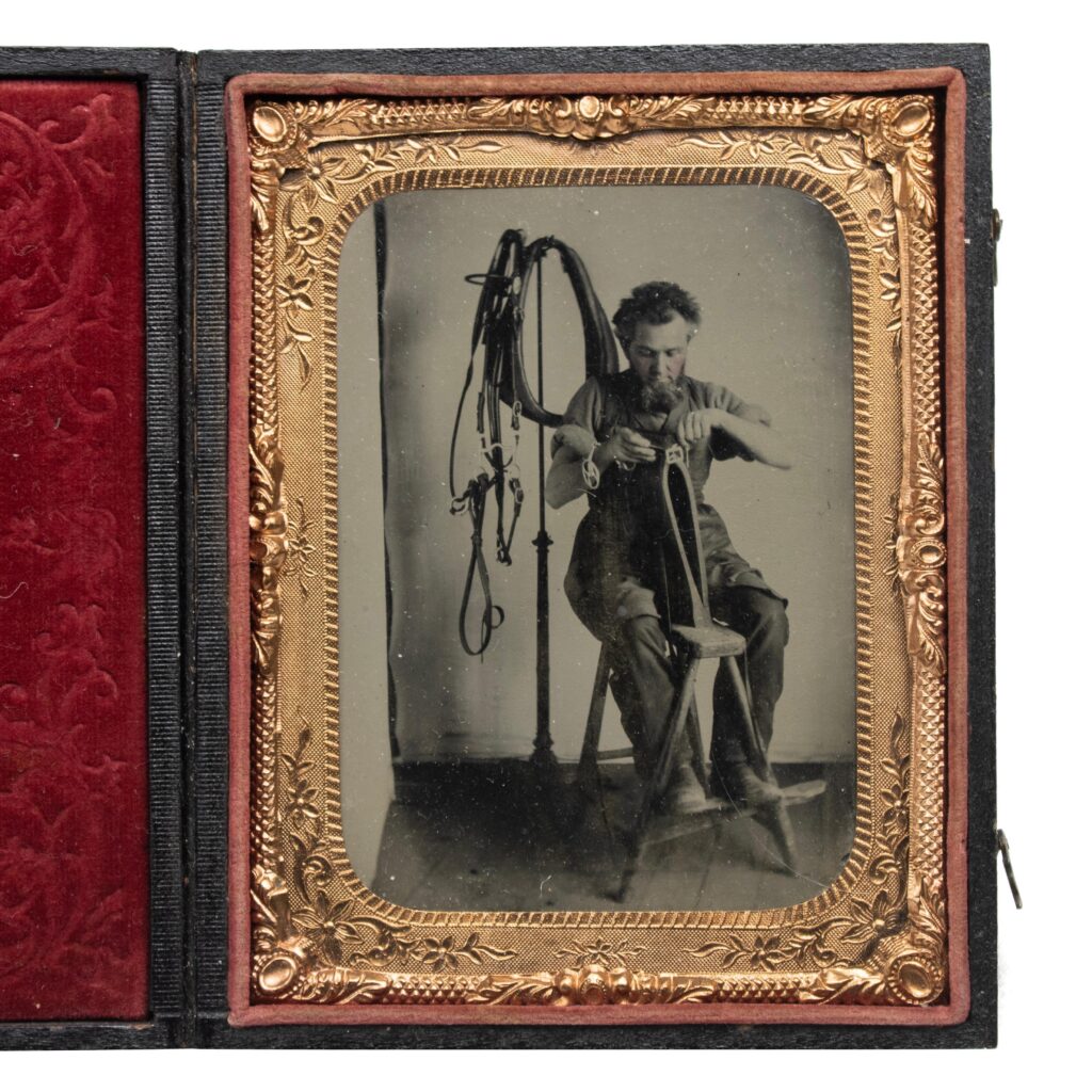 Original tintype of a saddler